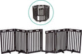 Espresso wooden six panel freestanding dog gate with walk-through door