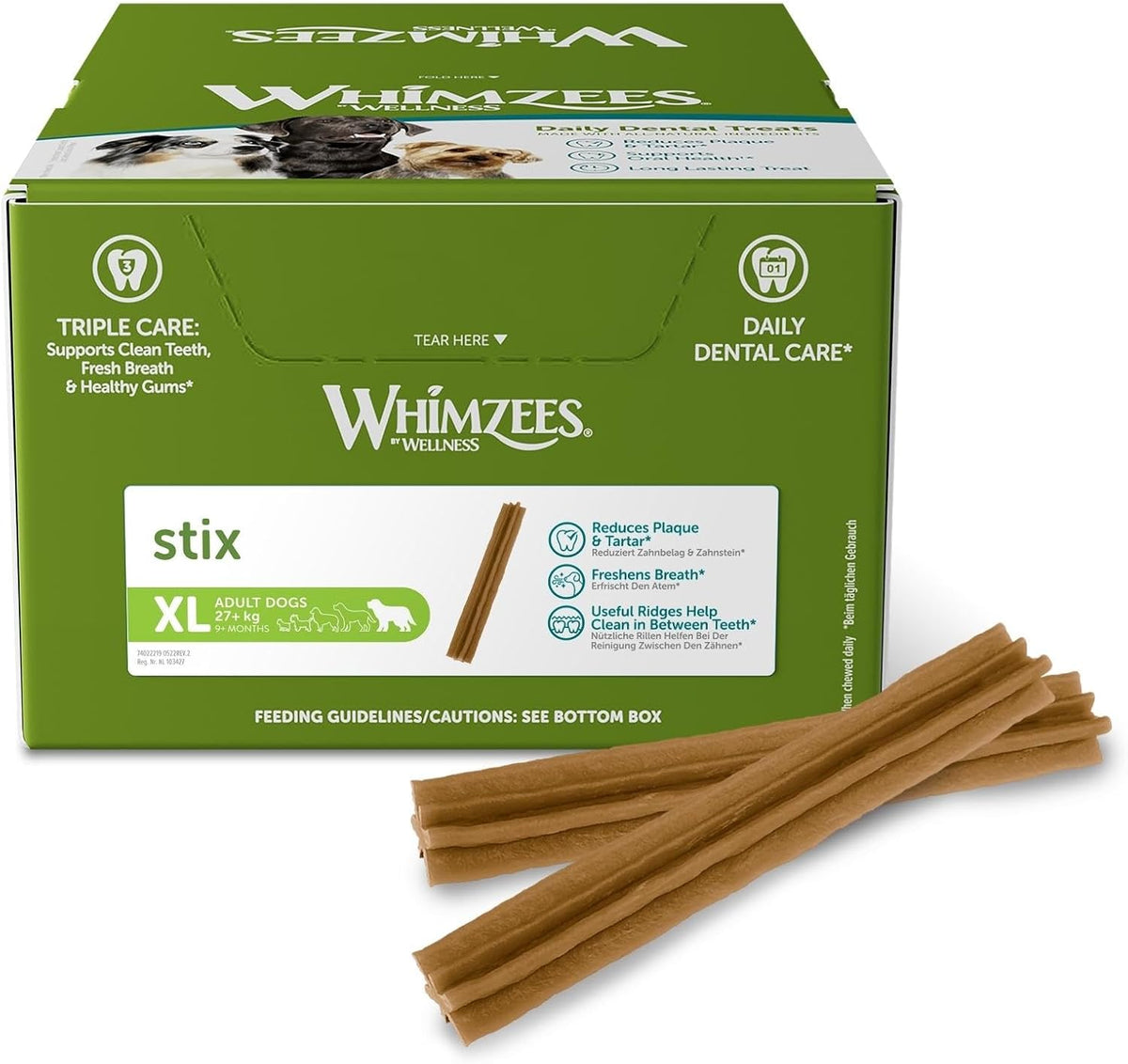Extra-large toothbrush-shaped vegetable dental chew sticks for dogs