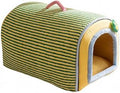 Cat Bed Mat with Arched Entrance, Warm Padded Interior and Handle, Green, 3XL