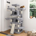 Smoky grey 68 inch cat tree with condo, hammocks and plush perches – view 2