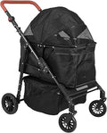 Folding 4-Wheel Cat Stroller with Removable Carrier
