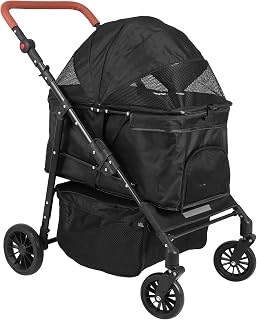 Folding Jogging Pet Stroller with Removable Carrier, 4 Wheels
