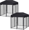 Welded wire outdoor dog kennel with fabric roof and locking door – view 2