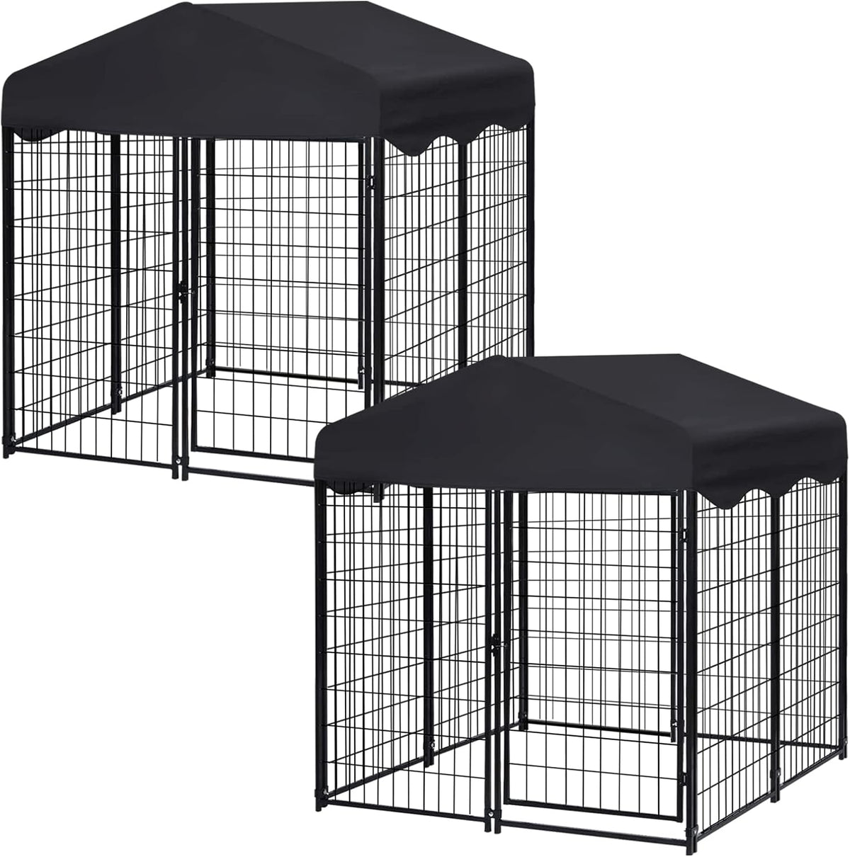Welded wire outdoor dog kennel with fabric roof and locking door – view 2