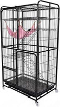 53.5 Inch 4-Tier Foldable Cat Cage with Iron Frame and Wheels