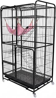 4-Tier Foldable Cat Cage Crate, 53.5 Inch, with Wheels and Tray