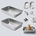 Rectangular stainless steel sifting cat litter box