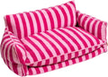 Pink striped dog sofa bed with pillow cushions, extra large