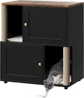 Double litter box enclosure cabinet with scratching post on the side – view 2