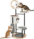 66-Inch Multi-Level Cat Furniture with Scratching Post and Hammock