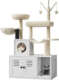 Cat Tree with Litter Box Enclosure, 50 Inch 2-in-1 Cat Tower