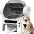 White open-top self-cleaning cat litter box