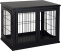 White 32 inch dog crate end table with two lockable doors – view 2