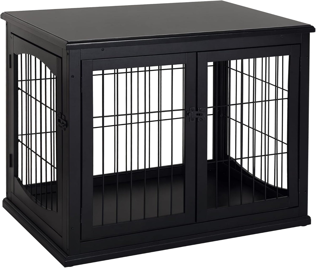 White 32 inch dog crate end table with two lockable doors – view 2