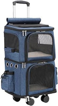Breathable Foldable Soft-Sided Wheeled Pet Travel Carrier, Model 20123, Blue