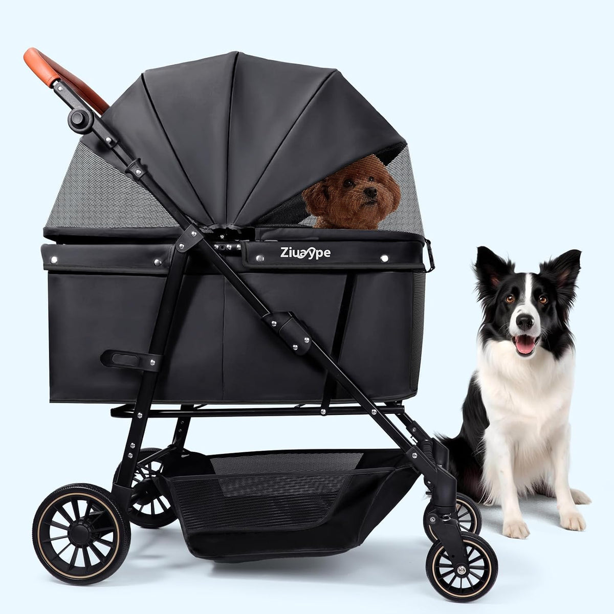 Blue extra large heavy duty dog stroller with ventilated mesh cabin – view 3
