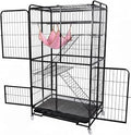 4-Tier Cat Cage Crate, 53.5 Inch, Foldable Iron, with Wheels
