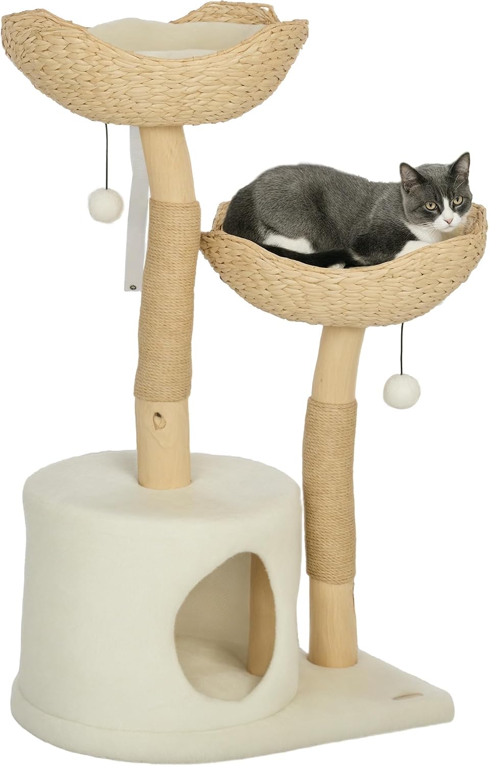 37 inch cat tower with jute posts, condo and cattail bed