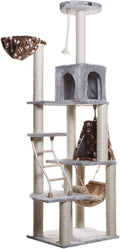Silver gray 78 inch tall multi-level cat tree
