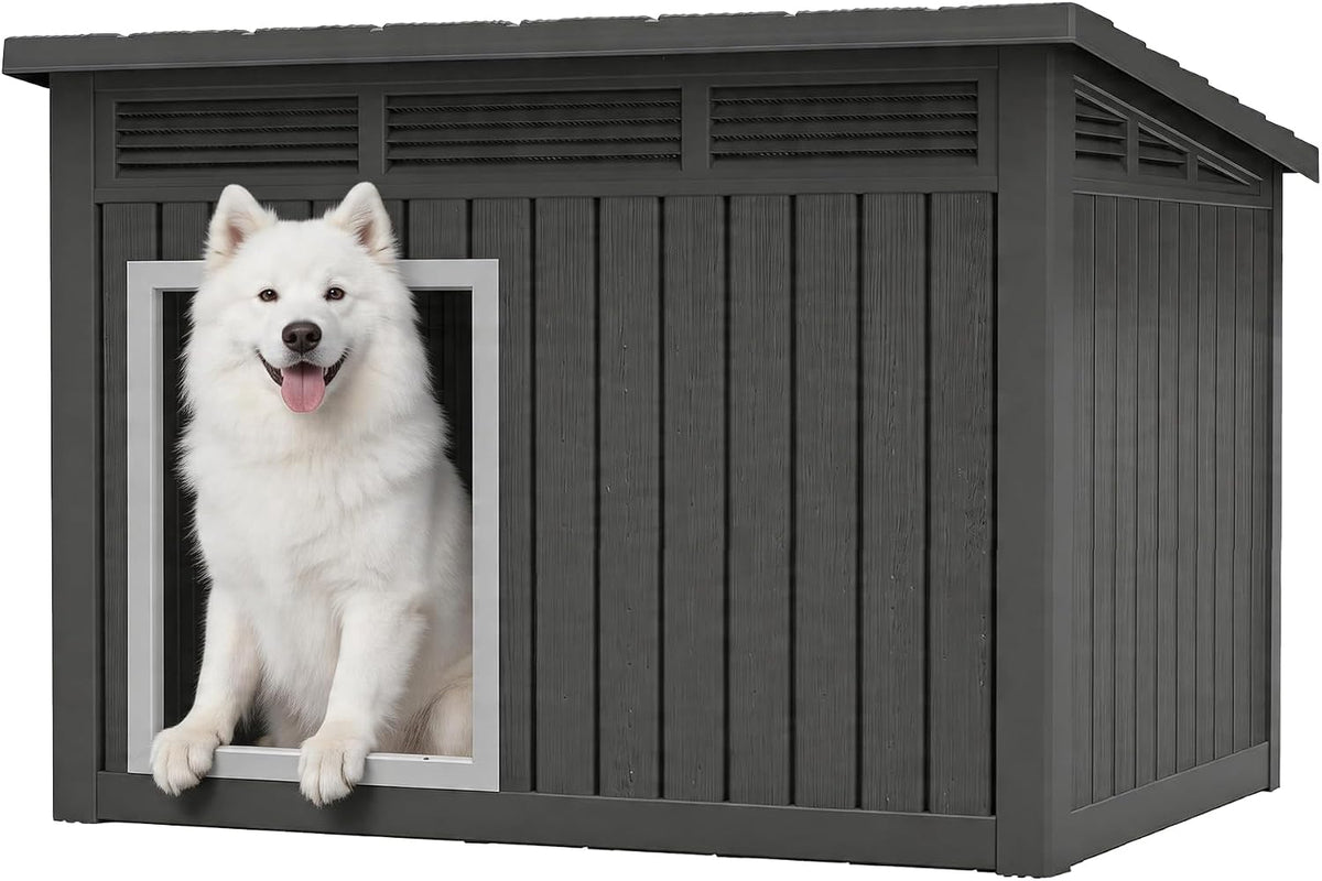 Deep black large dog house with removable roof