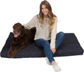 XL orthopedic memory foam dog bed with blue denim washable cover