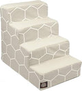 Majestic Pet 4-Step Portable Pet Stairs for Small Dogs and Cats, Supports 250 Lbs, Washable Cover, Gray Hexo