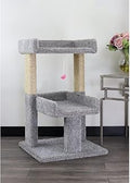 Maykoosh Artisanal Abode Spacious Cat Tree Perch for Large Cats, Carpet Upholstered, Sturdy Wood Construction, Light Gray