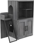 Double-Tier Cat Litter Box Enclosure with Ladder, Hidden Furniture Cabinet and Entertainment Platform for Large Litter