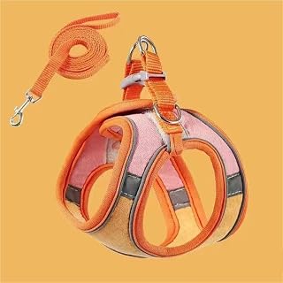 Reflective Cat Vest Harness and Leash Set, Adjustable, Orange and Pink, Large