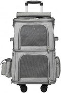 Breathable Foldable Soft-Sided Wheeled Pet Travel Carrier, Model 20123, Gray