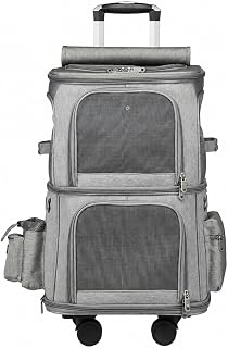 Breathable Foldable Soft-Sided Wheeled Pet Travel Carrier, Model 20123, Gray