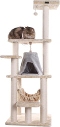 65 inch real wood multi-level cat tree condo