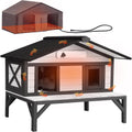 White and black insulated heated feral cat shelter