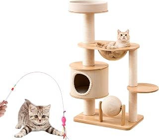 Cat Condo Tower with Multi-Level Shelves and Scratching Post
