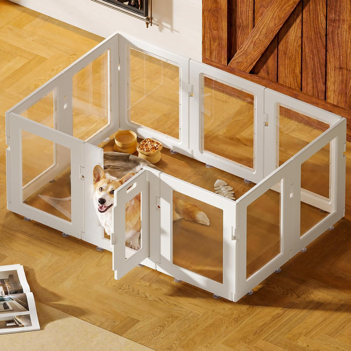 Black-framed clear acrylic 10-panel indoor dog playpen – view 4