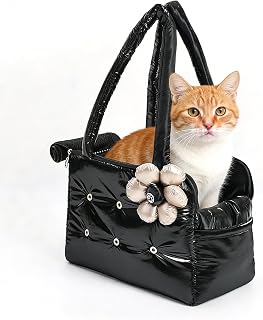 Portable Large-Capacity Pet Carrier Bag, Floral Tote with Waterproof Shoulder Strap and Ventilated Mesh, Fits 9 lb Puppy or
