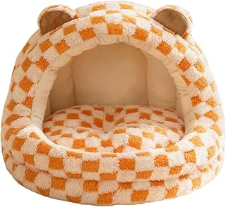 Cat Cave Bed with Cover, Removable Inner Cushion and Non-Slip Base, 55x45x43cm