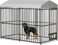 Outdoor dog kennel with roof cover and swivel feeding bowl – view 3