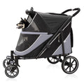 Red extra large folding dog stroller with mesh window – view 3