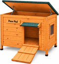 Insulated wooden outdoor cat house with openable asphalt roof