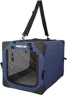 Travel Cat The Boop Coop Collapsible Cat Carrier and Crate, Portable Soft Crate with Mesh Door, Blue