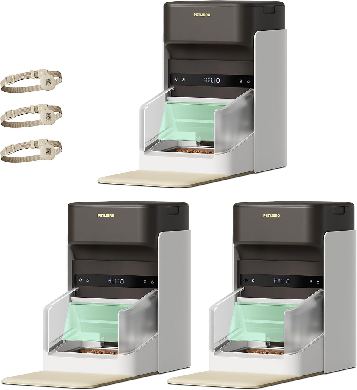 Two RFID automatic cat feeders with collar tags side by side – view 9