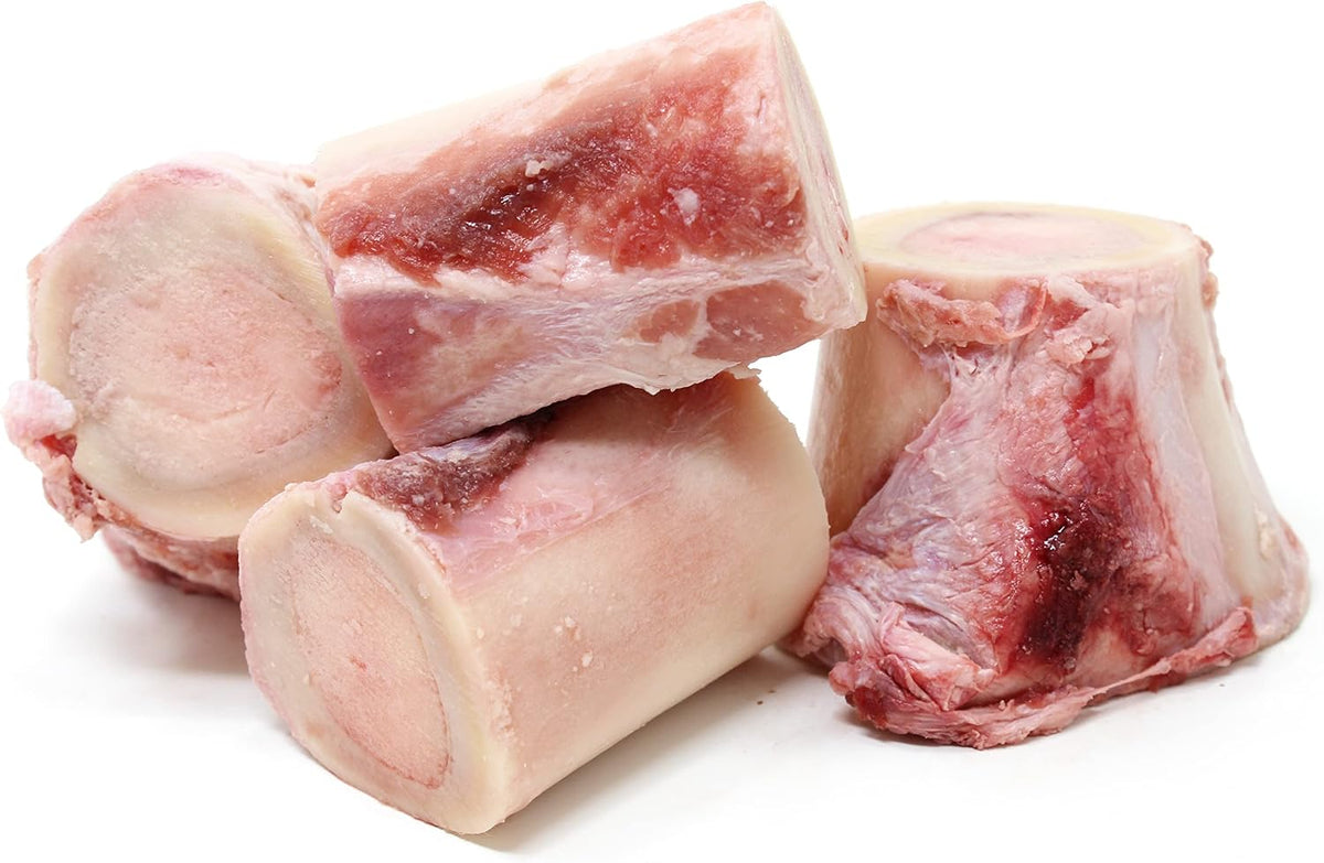 Raw frozen 2 inch beef marrow bones for small dogs