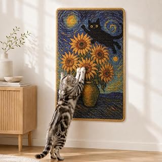 Natural Sisal Wall-Mounted Cat Scratcher Mat, Art Gallery Style