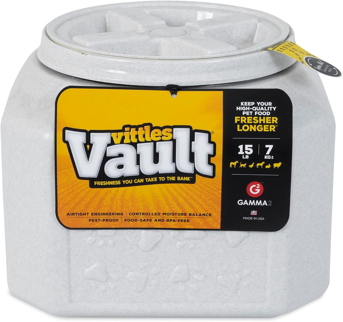 Large airtight pet food storage container filled with dry kibble – view 6