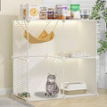 Indoor Cat Cage Playpen with Cat Hammock, DIY Assembly, White, 28.3