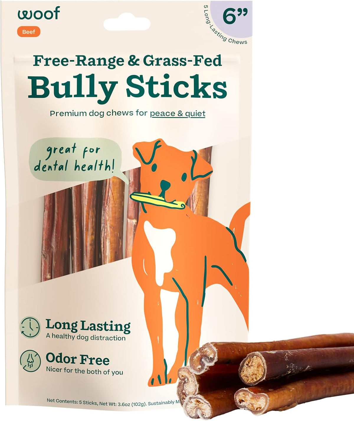 Bundle of 12-inch grass-fed beef bully sticks for dogs – view 5