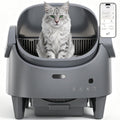 Cool grey open-top self-cleaning smart cat litter box