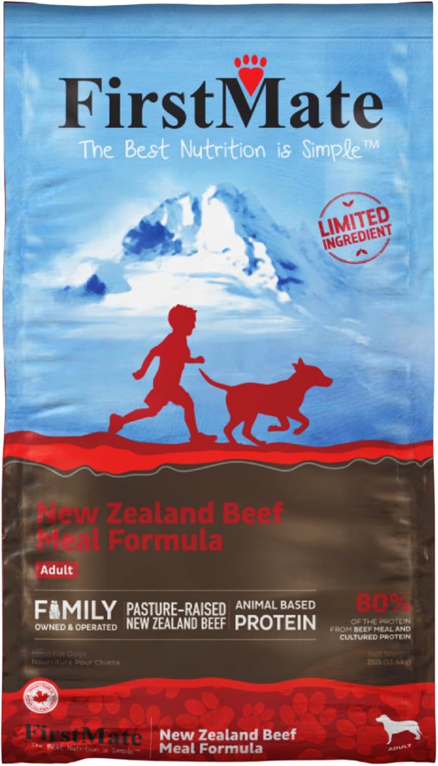 25 lb bag of limited ingredient beef meal dry dog food with kibble