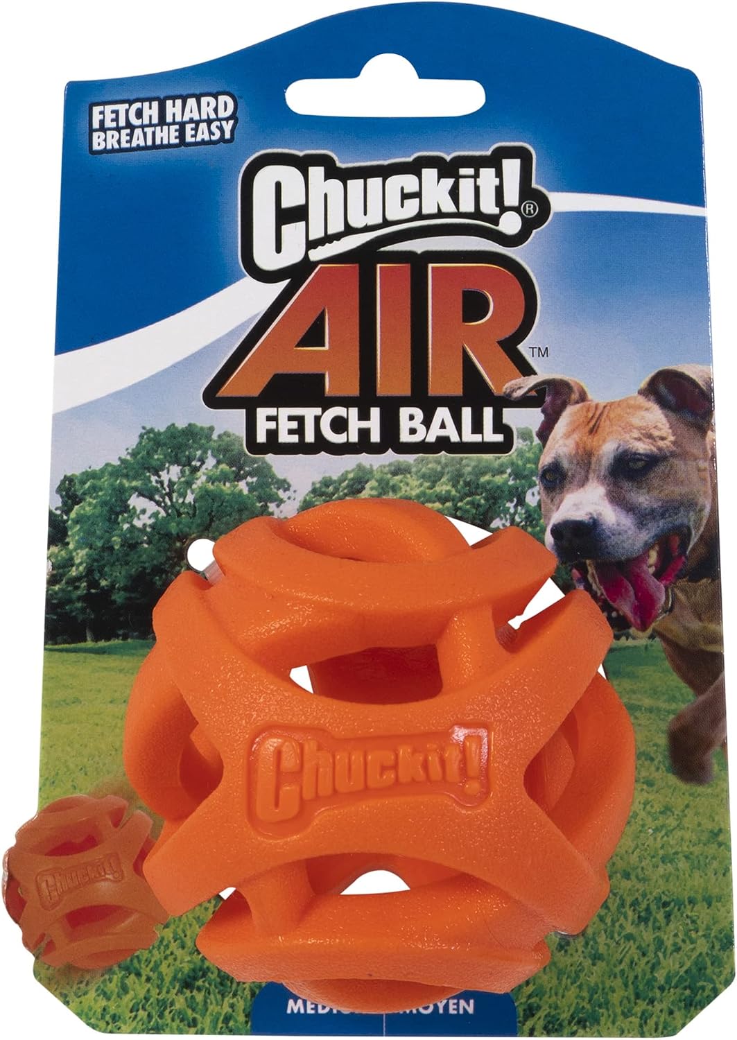 Orange football-shaped dog fetch toy – view 2